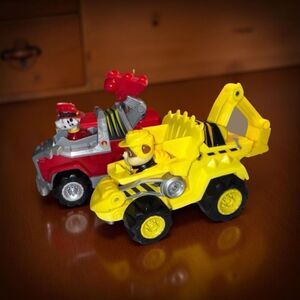Paw Patrol Dino Rescue Deluxe Rev Up Rubble & Marshall’s Vehicles WORKING